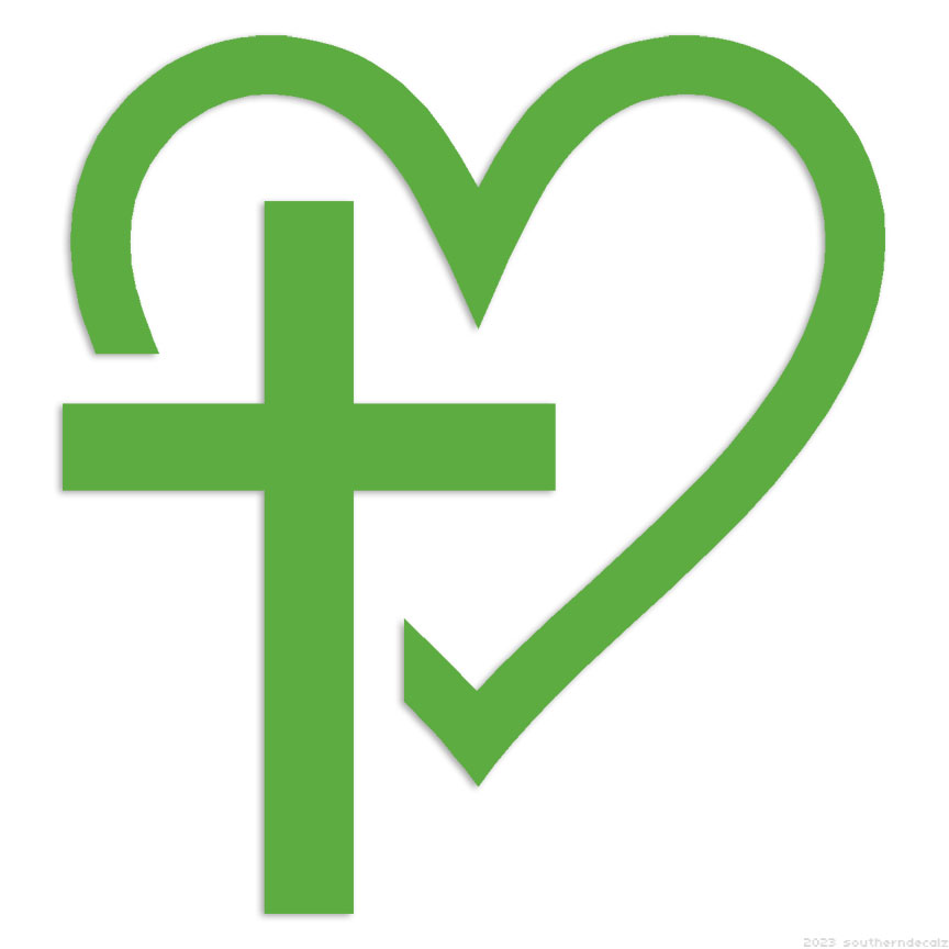 Christian Heart Cross - Decal Sticker - Multiple Colors & Sizes